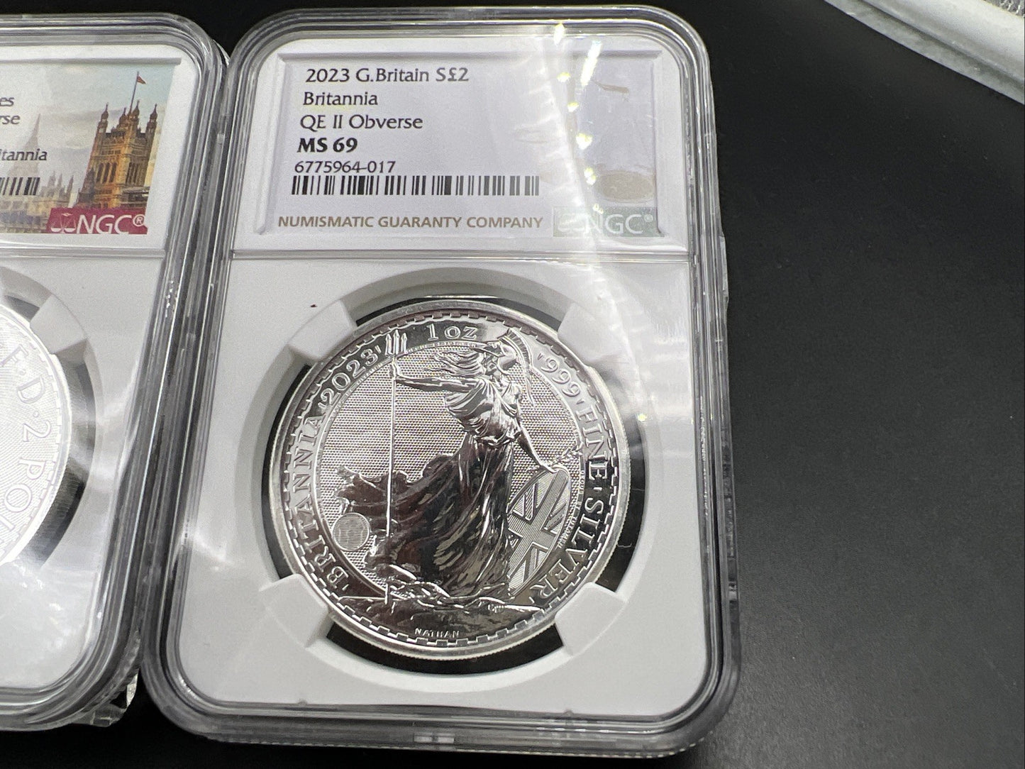 2 Coin Set 2023 Britannia NGC MS69 King Charles III Queen Elizabeth II