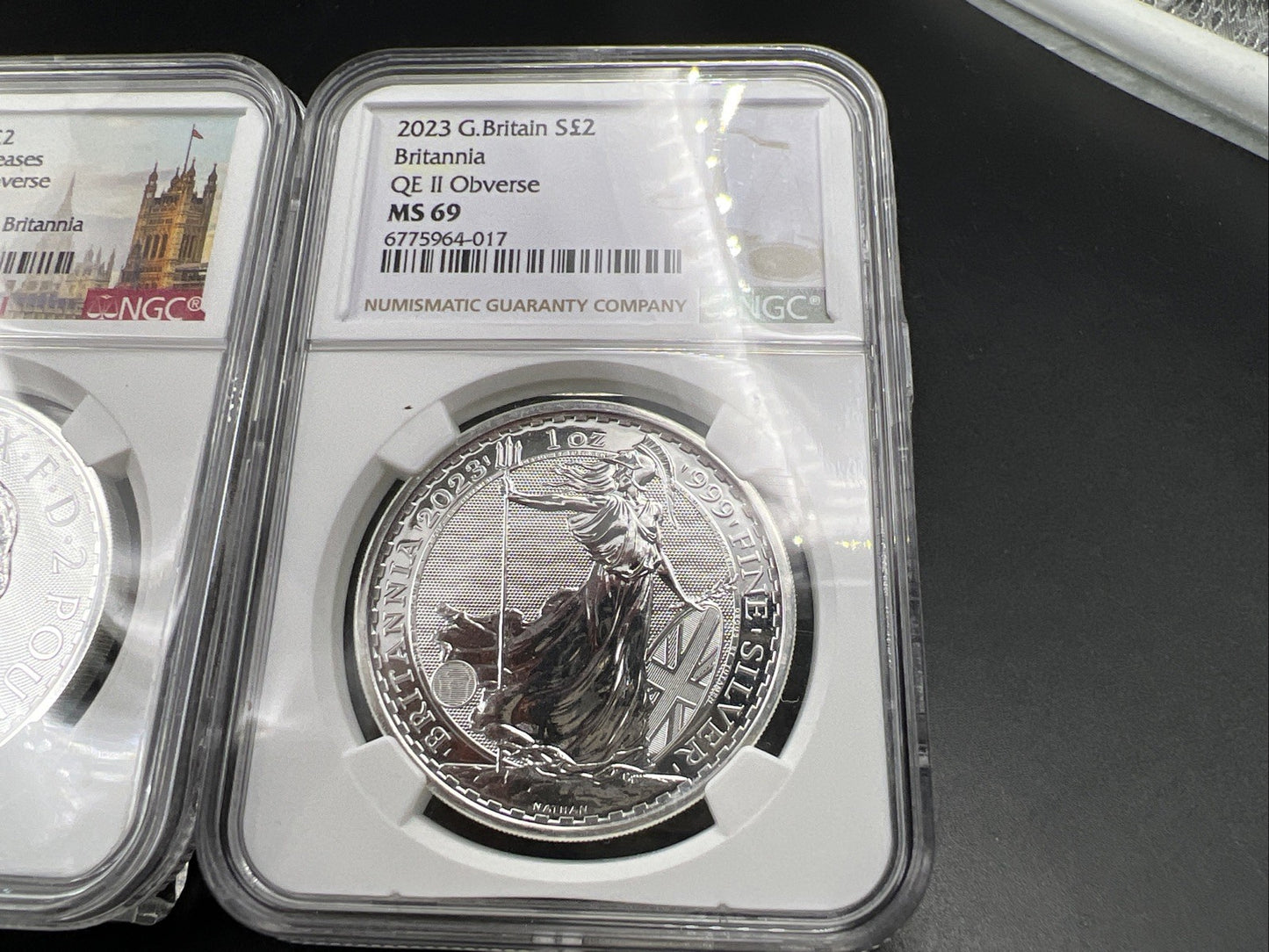 2 Coin Set 2023 Britannia NGC MS69 King Charles III Queen Elizabeth II