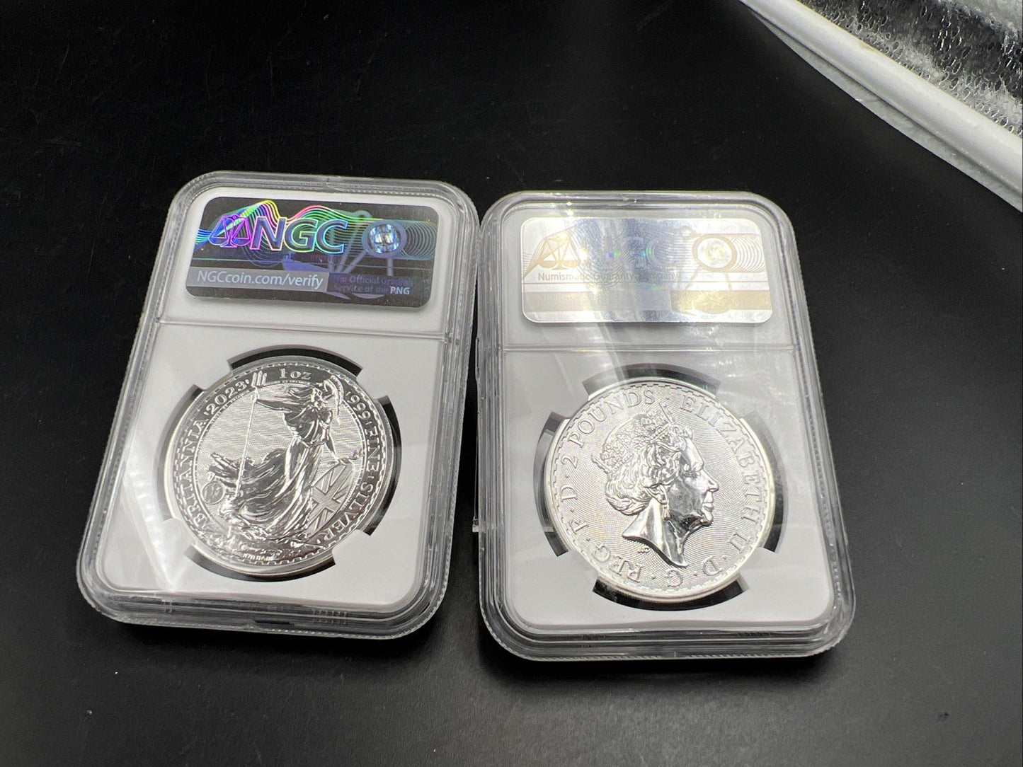 2 Coin Set 2023 Britannia NGC MS69 King Charles III Queen Elizabeth II