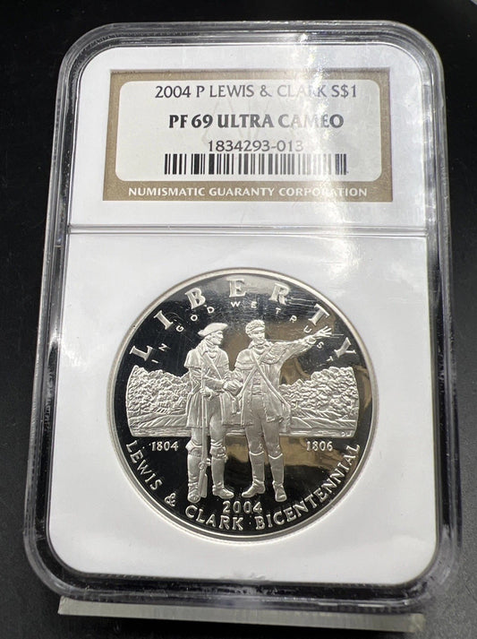 2004 P Silver Commemorative Lewis & Clark Dollar Coin NGC PF69 UCAM Proof