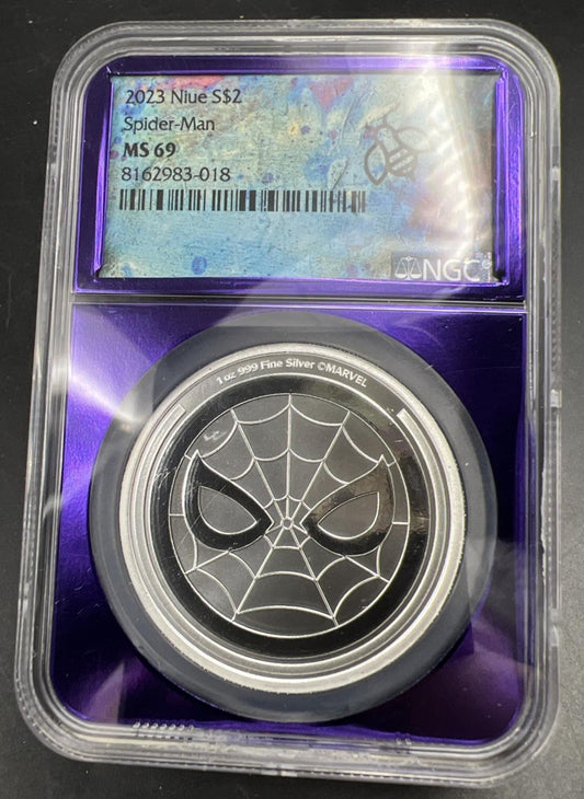 2023 Niue Spider Man 1 Oz Silver Coin NGC MS69 Gem UNC Certified