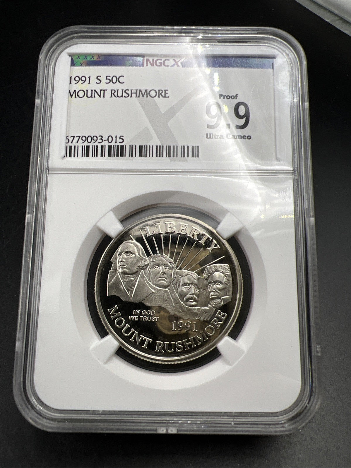 1991 S 50c Mount Rushmore Copper Nickel Half Dollar Coin NGC 9.9/10 Certified