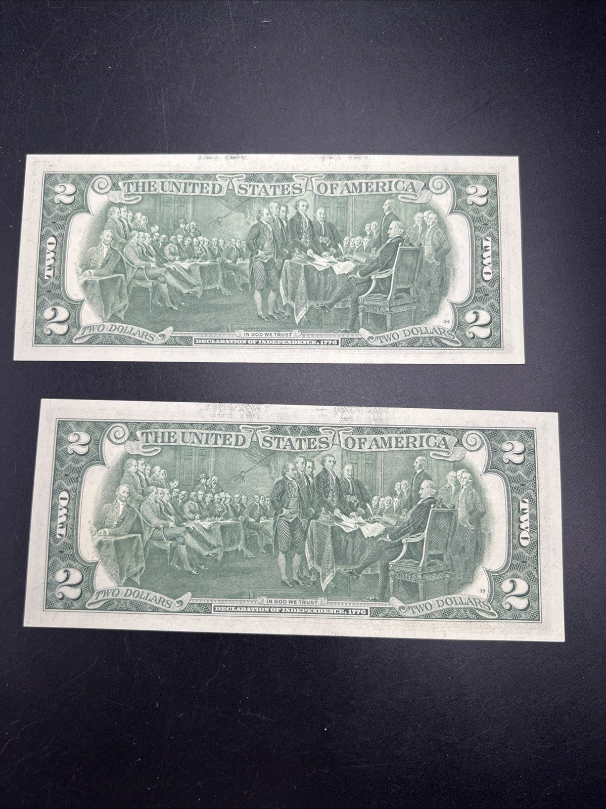 2 Consecutive Atlanta Postal 1976 $2 Bicentennial Two Dollar Note Bills CH UNC F