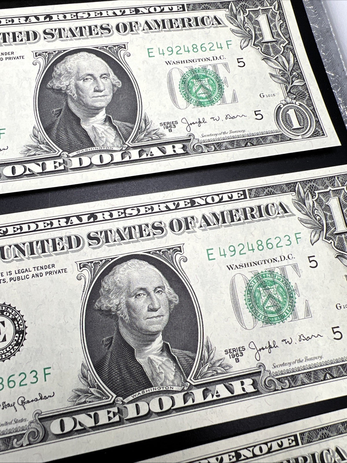 13 Consecutive 1963 B $1 One Dollar Barr FRN Federal Reserve Notes UNC