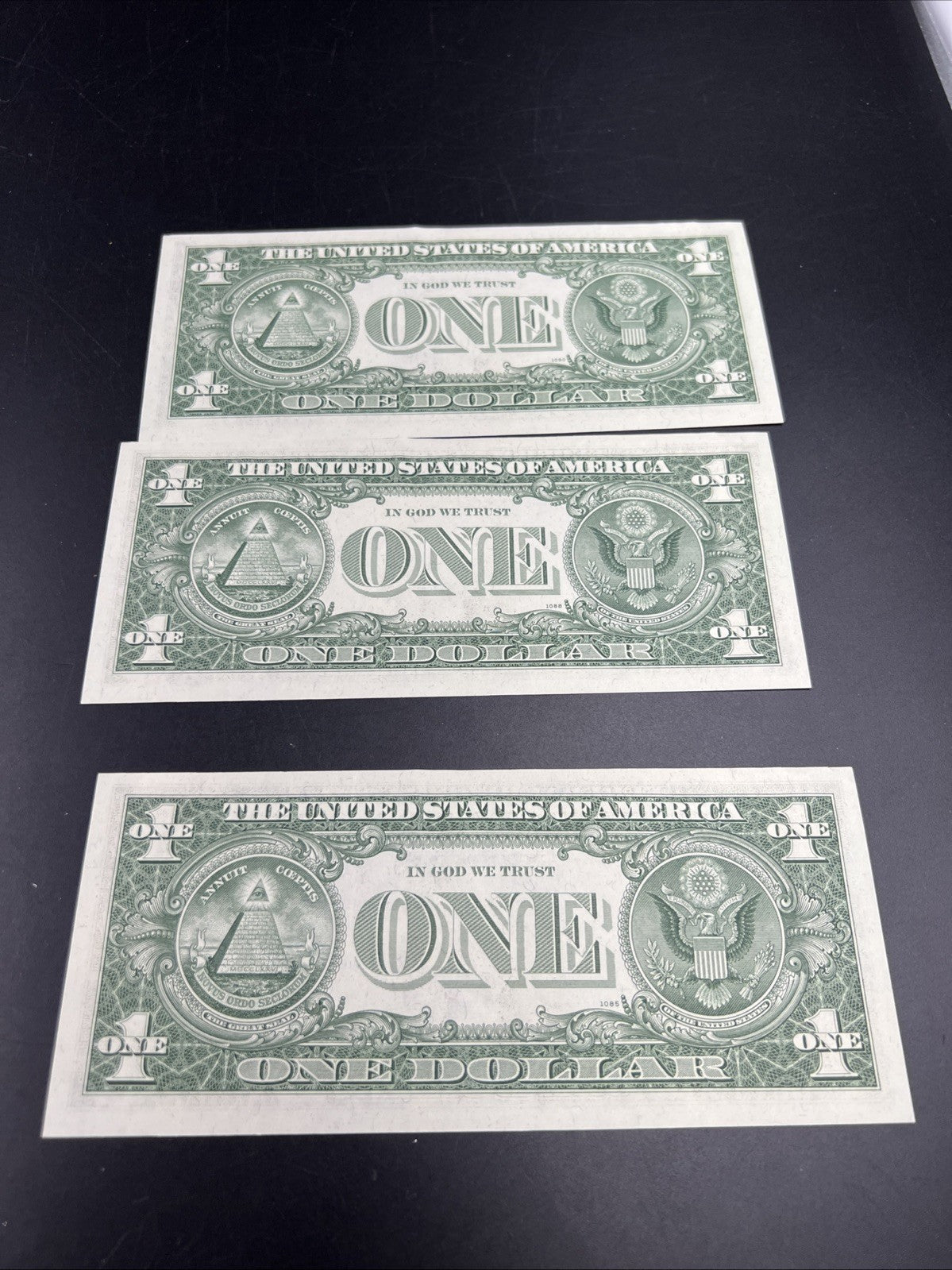 3 Consecutive 1963 B Barr $1 FRN Federal Reserve Notes UNC #68