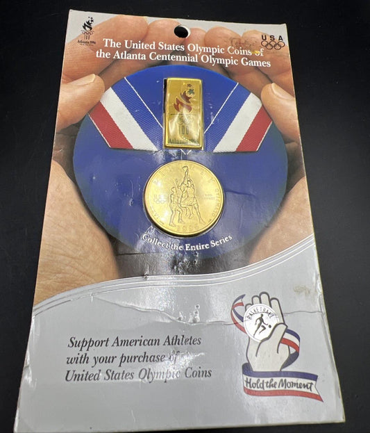 1995 Atlanta Olympics Basketball Commemorative Half dollar Coin Pin set Toner #A