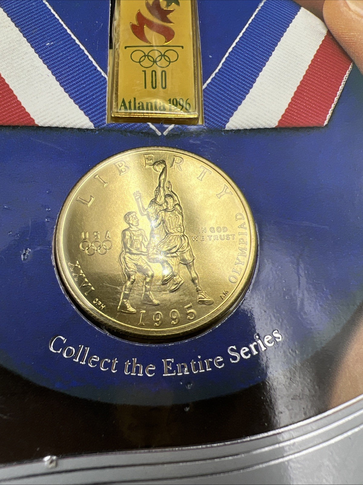 1995 Atlanta Olympics Basketball Commemorative Half dollar Coin Pin set Toner #A