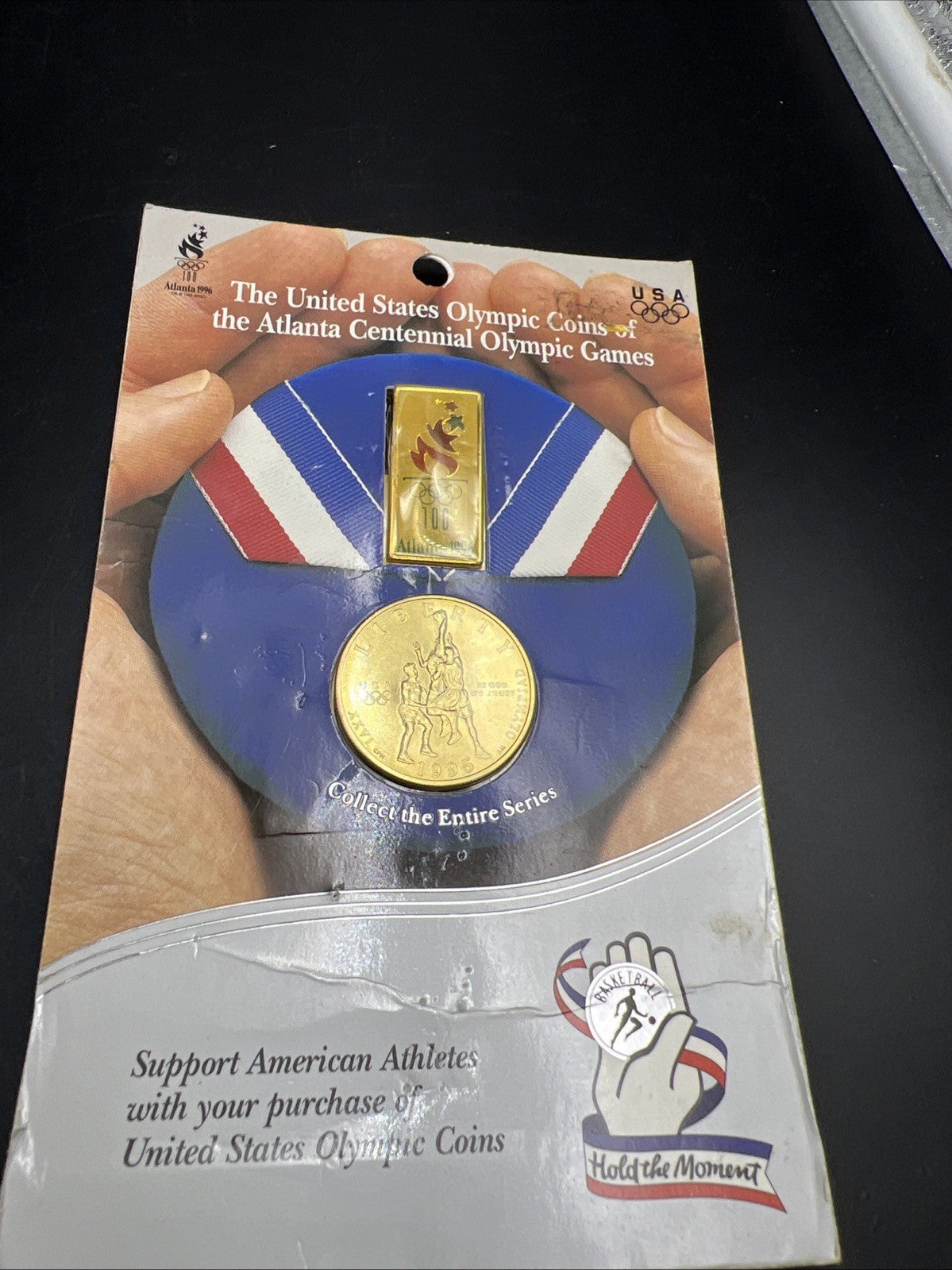 1995 Atlanta Olympics Basketball Commemorative Half dollar Coin Pin set Toner #A