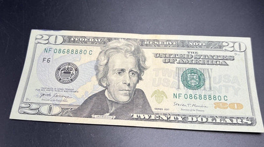 2017 $20 FRN Federal Reserve Note XF Details Stain Neat Serial # 08688880