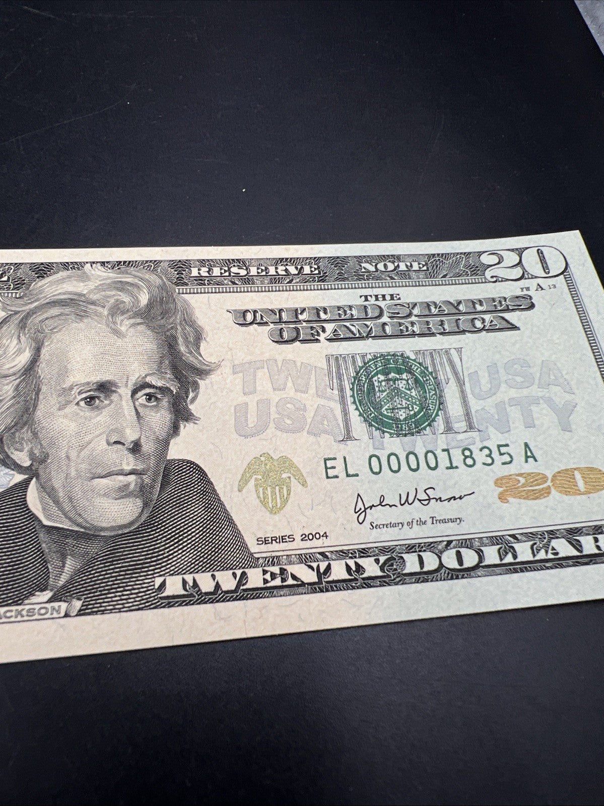 2004 20 FRN Federal Reserve Note Choice Uncirculated UNC Low Serial # 00001835