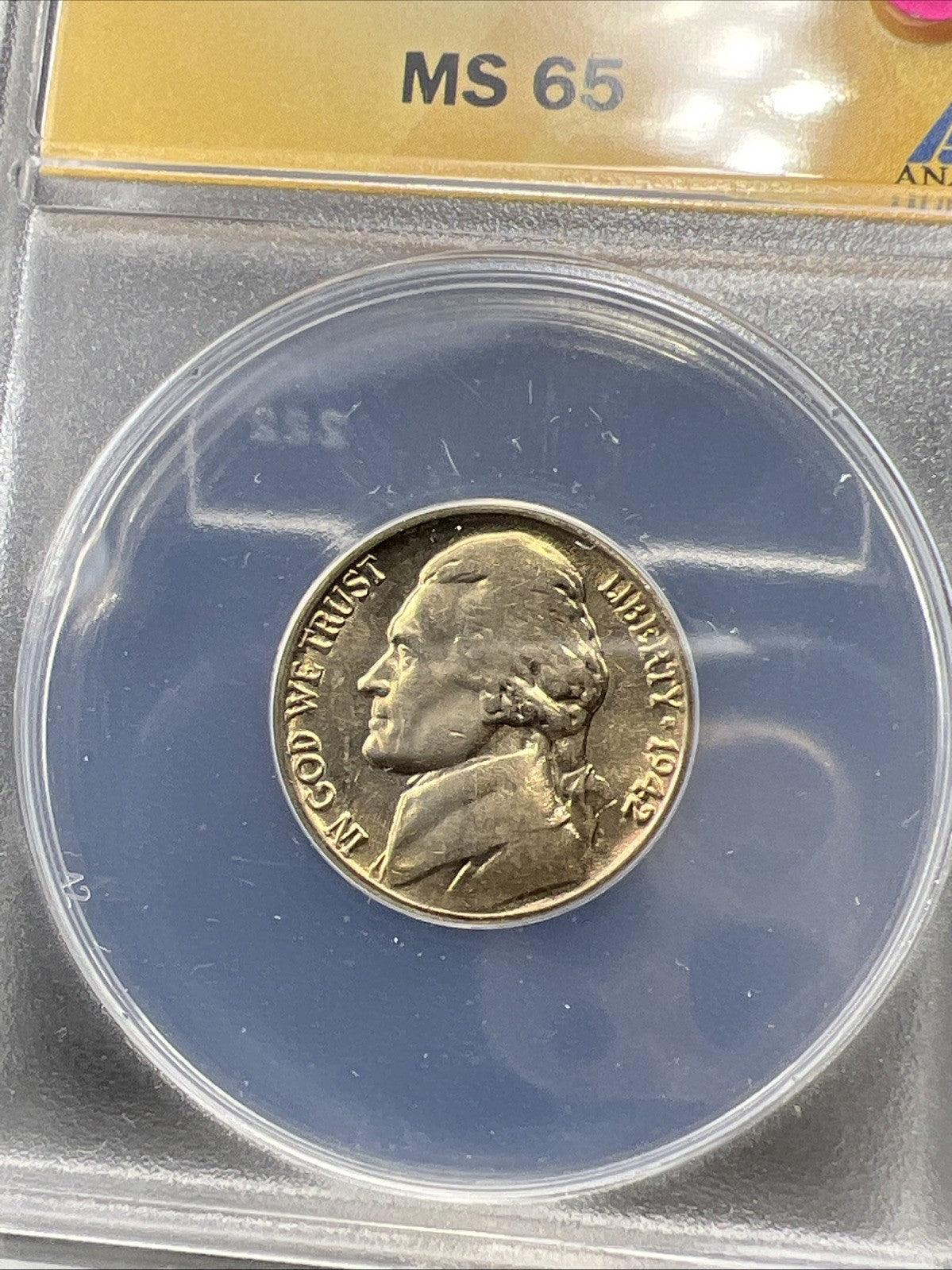 1942 5c Jefferson 5c Nickel Coin DDO Double Die Obverse FS-102 ANACS MS64 SKU#B