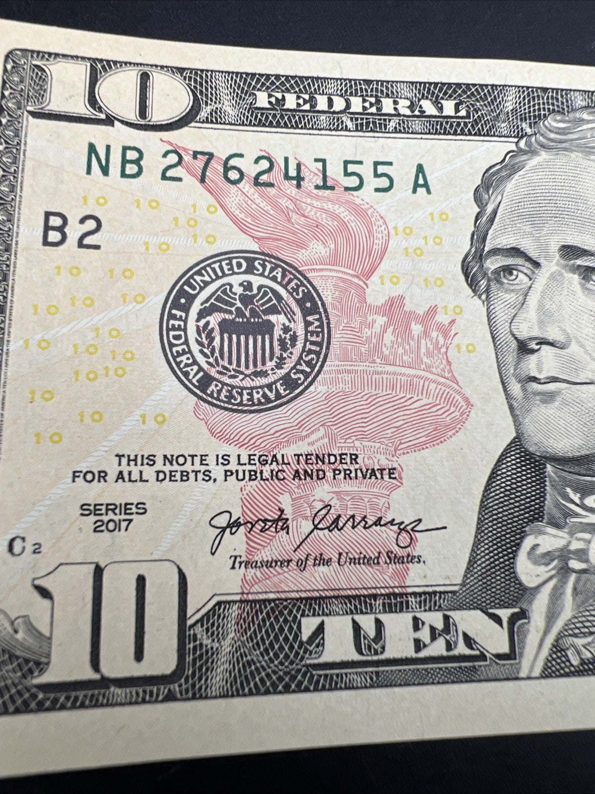 2 Consecutive 2017 $10 FRN Federal Reserve Notes Choice UNC