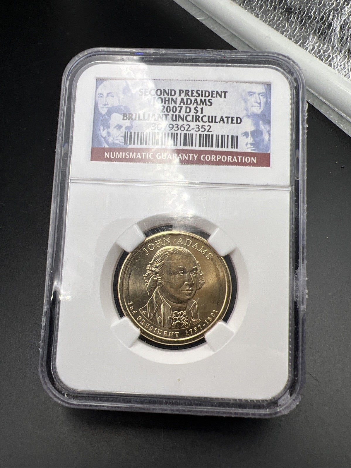 2007 D $1 John Adams Presidential Dollar NGC BU Certified #352