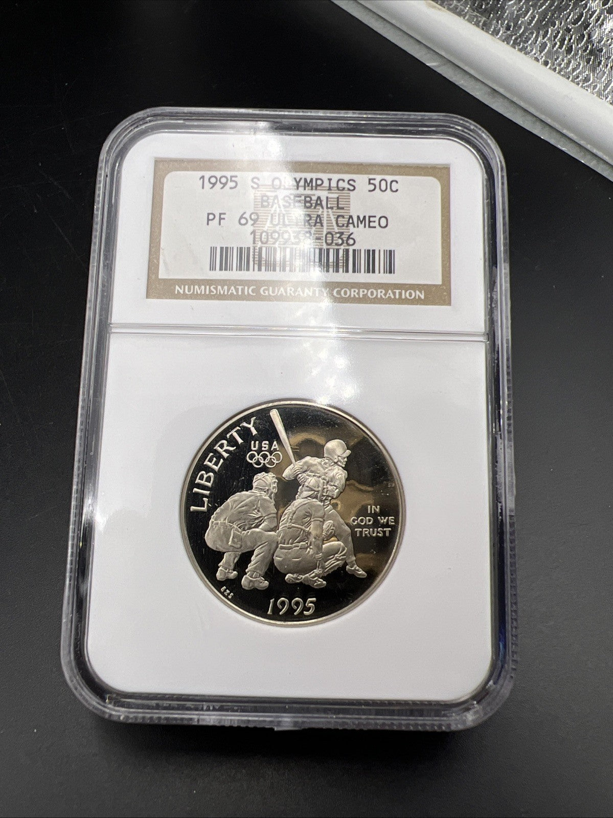 1995 S 50c Olympics Baseball Copper Nickel Half Dollar Coin PF69 NGC #36