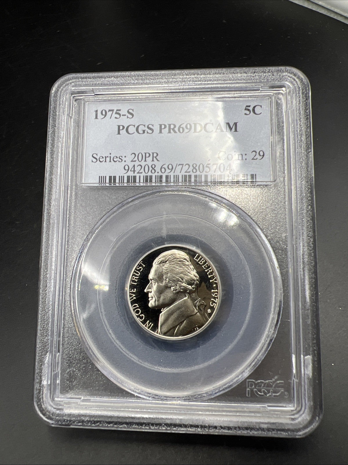 1975 S 5c Jefferson Nickel Coin PCGS PR69 DCAM #29