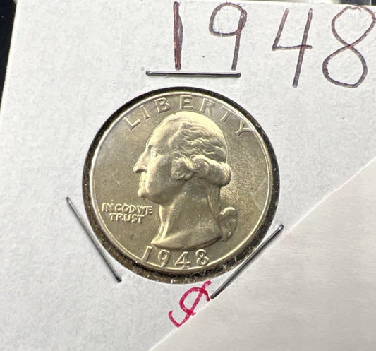 1948 P 25c Washington Silver Quarter BU UNC Uncirculated SKU #A