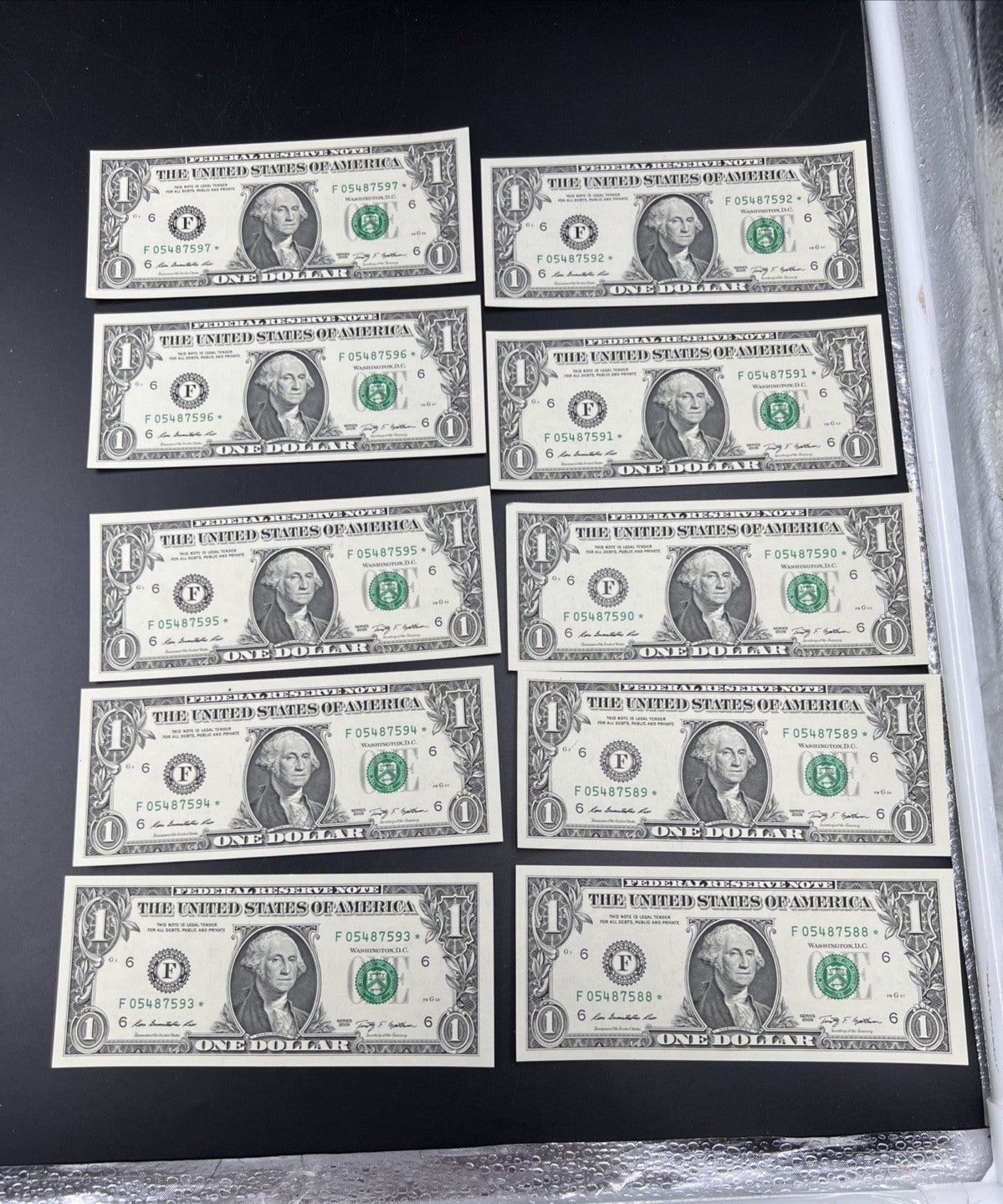 10 Consecutive * Star 2009 $1 FRN Federal Reserve Notes Choice UNC #05487597