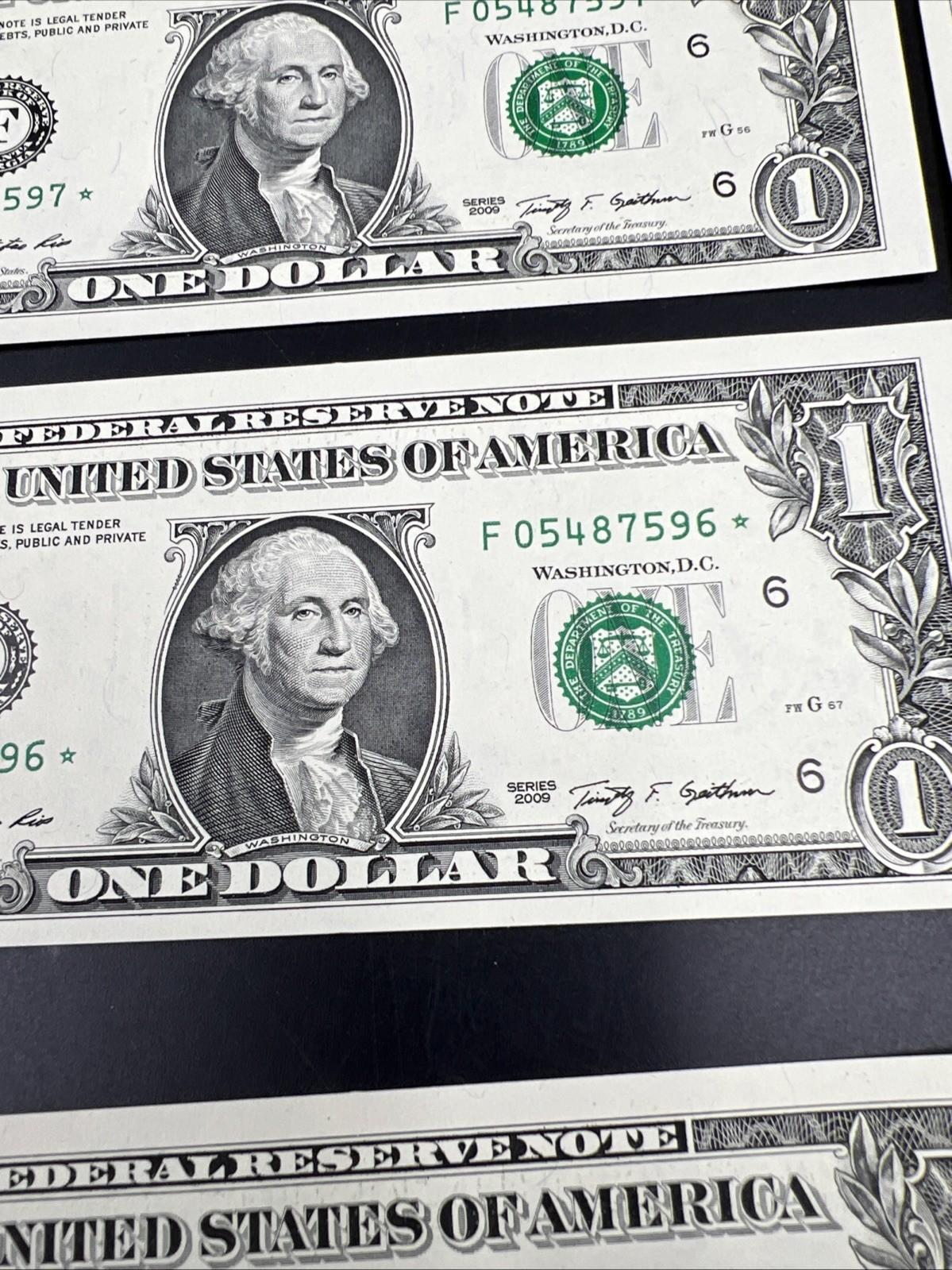 10 Consecutive * Star 2009 $1 FRN Federal Reserve Notes Choice UNC #05487597