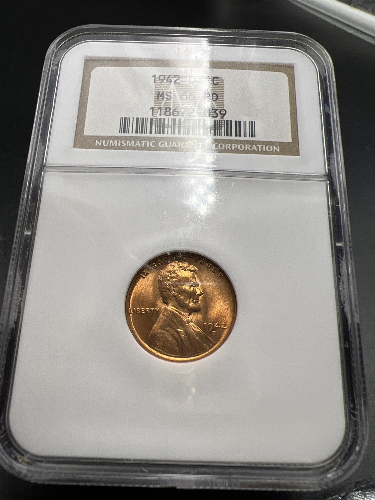 1942 D Lincoln Wheat Cent Penny Coin NGC MS66 RD #039