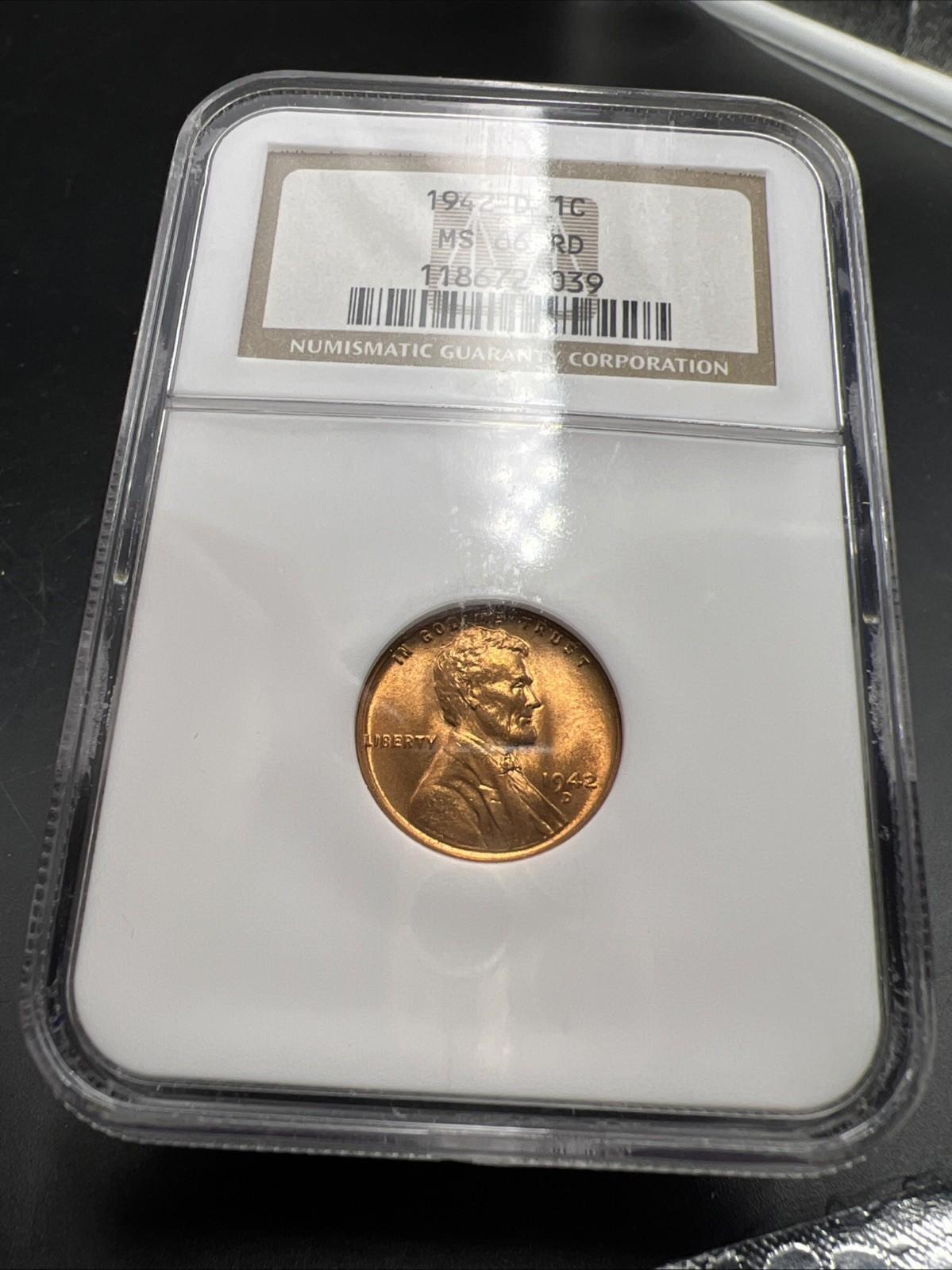 1942 D Lincoln Wheat Cent Penny Coin NGC MS66 RD #039