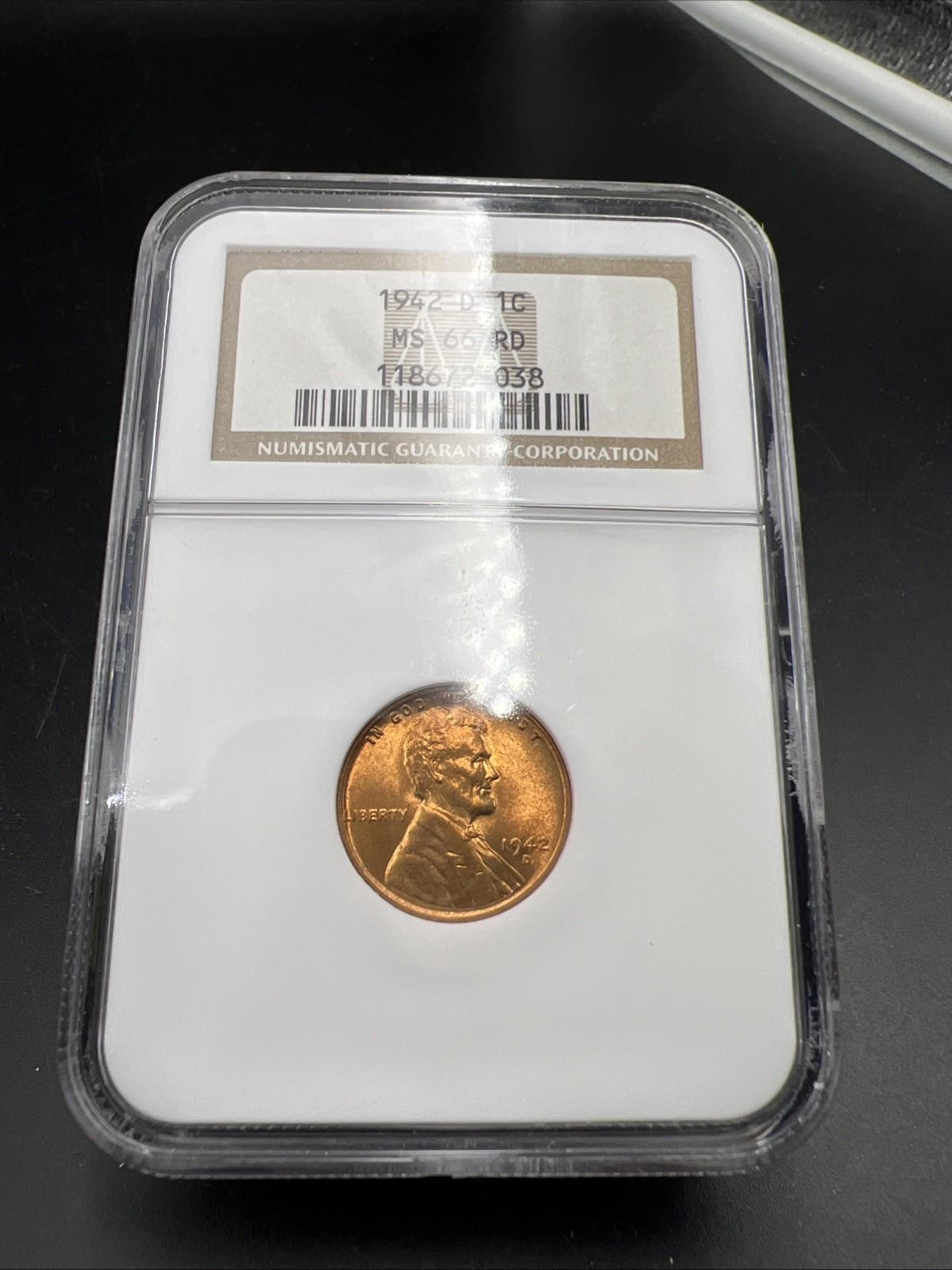 1942 D Lincoln Wheat Cent Penny Coin NGC MS66 RD #038