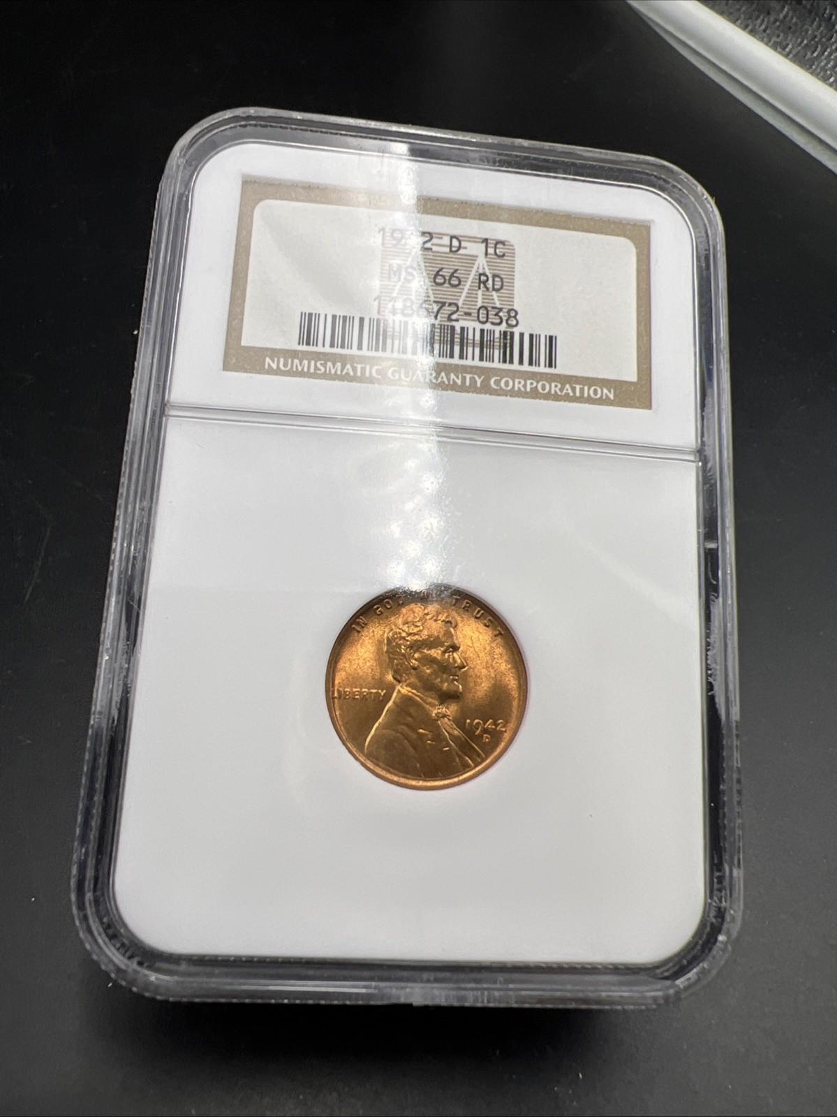 1942 D Lincoln Wheat Cent Penny Coin NGC MS66 RD #038