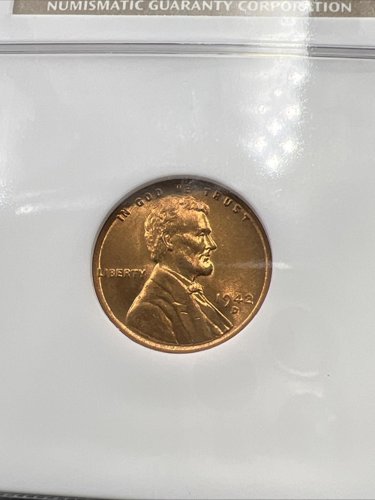1942 D Lincoln Wheat Cent Penny Coin NGC MS66 RD #038