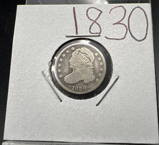 1830 10C Capped Bust Dime Average VG Very Good Details Decent