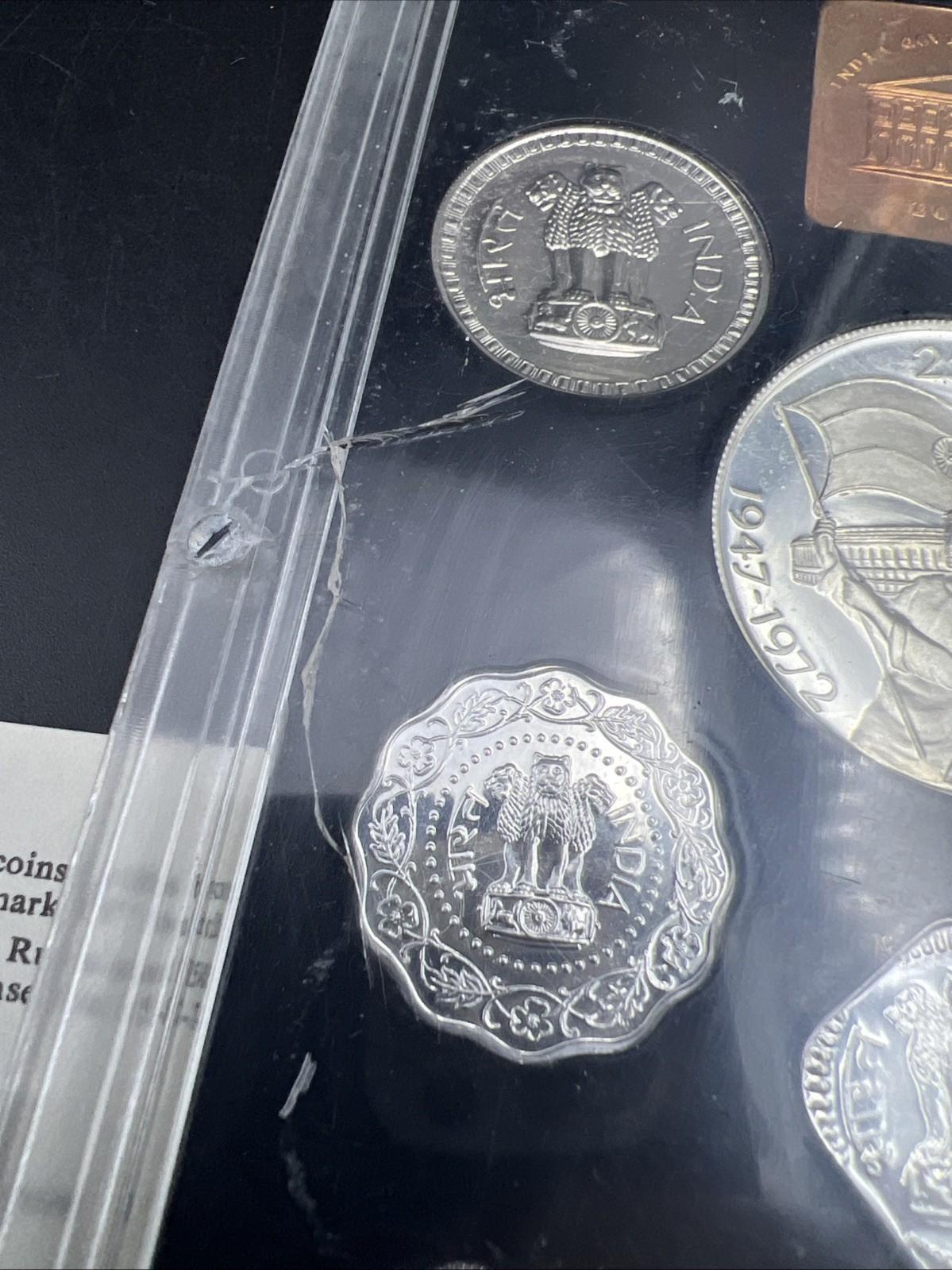 1972 India Proof Set with COA - Damaged Cracked Case