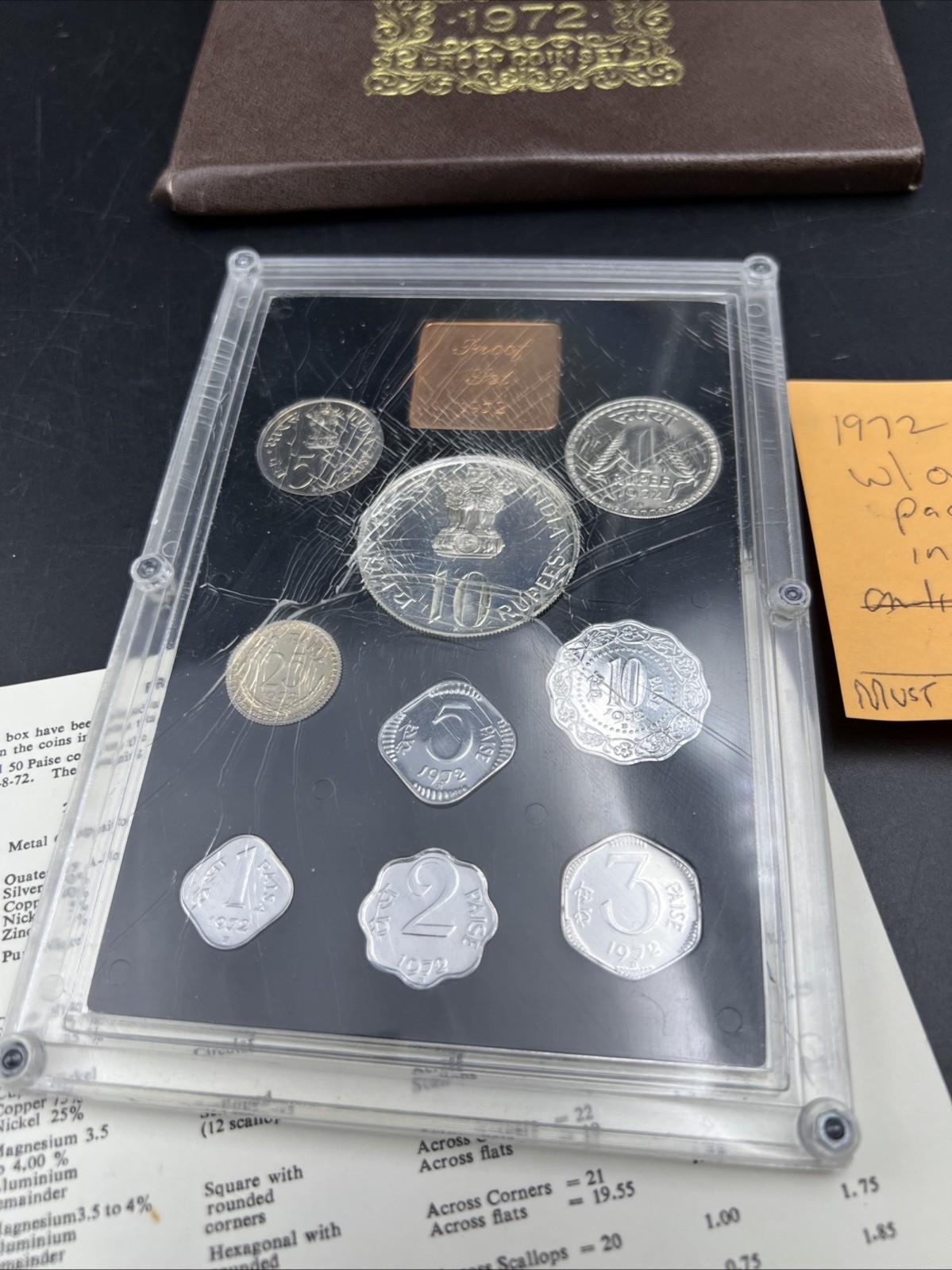 1972 India Proof Set with COA - Damaged Cracked Case