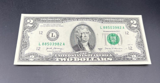 Ink Smear Error Obverse 2017 A $2 FRN Federal Reserve Note CH UNC #82