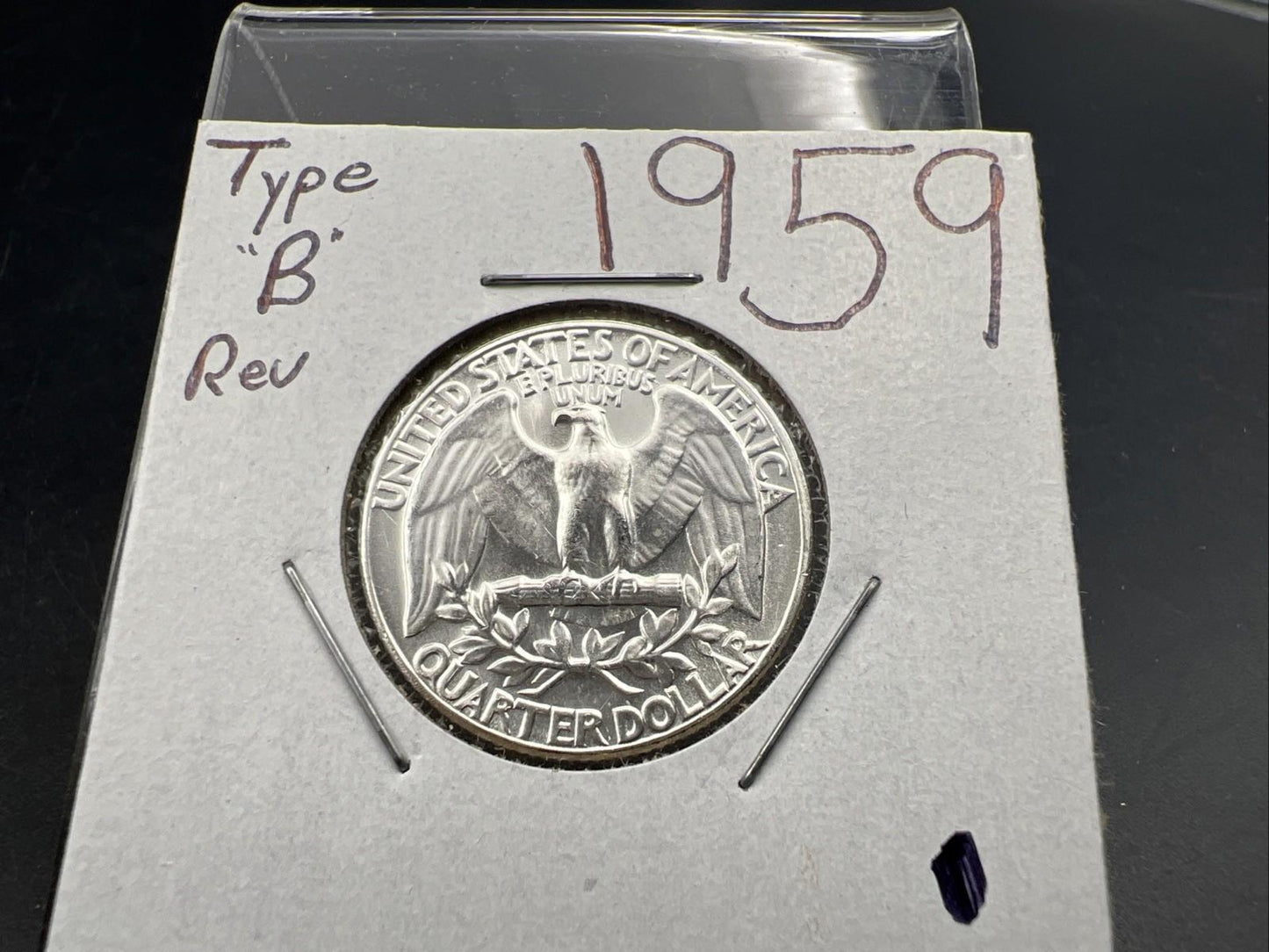 1959 P 25C Washington Quarter Silver Coin Choice BU Uncirculated Type B Rev SK#A