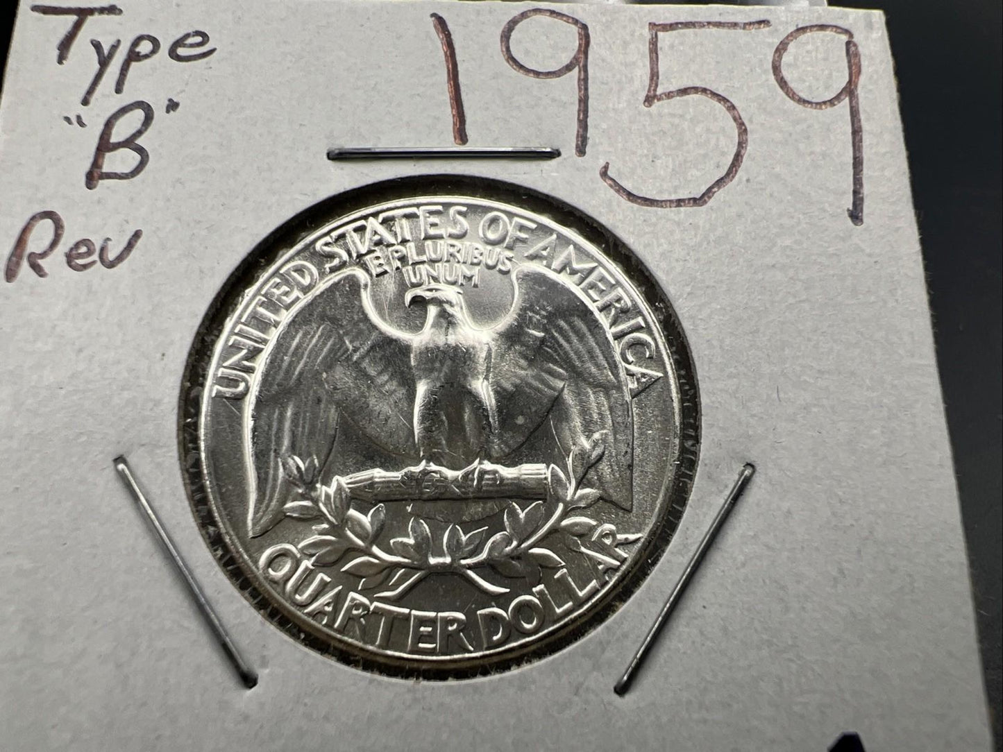 1959 P 25C Washington Quarter Silver Coin Choice BU Uncirculated Type B Rev SK#A