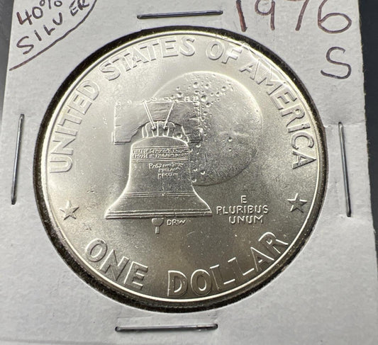 1976 S $1 Ike 40% Silver Bicentennial Eisenhower Dollar Coin Gem BU SKU#A