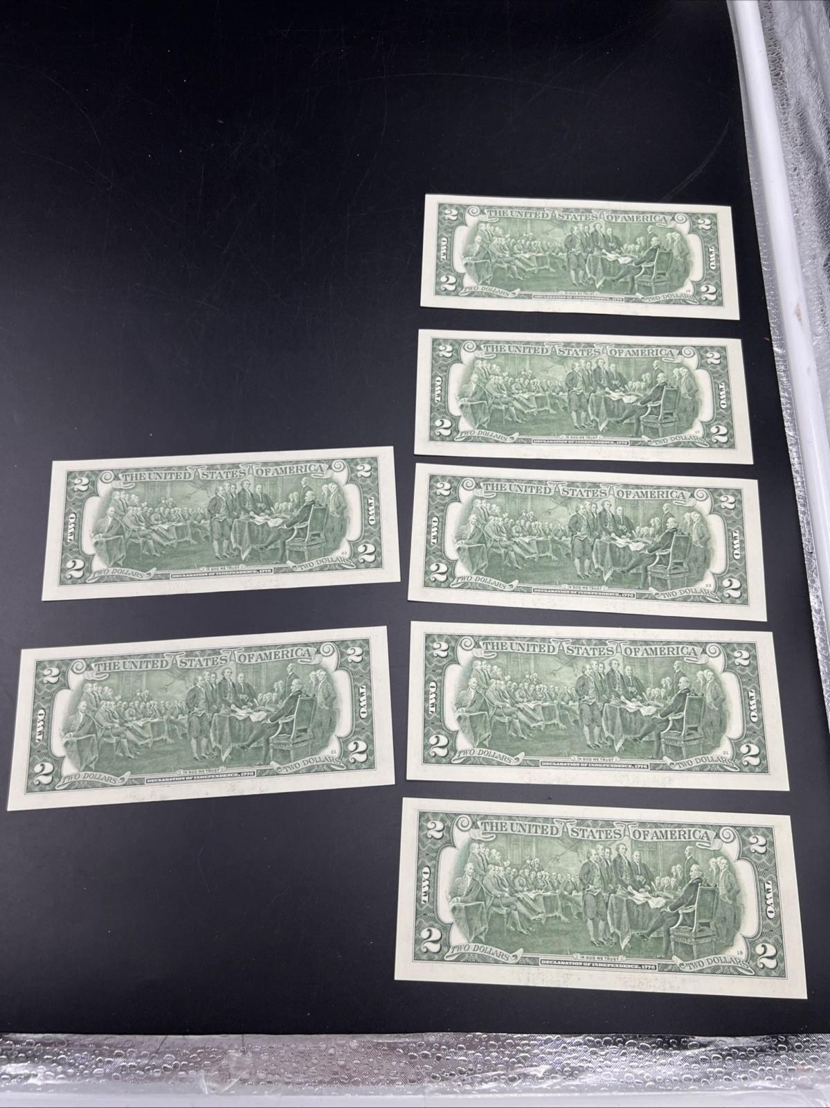 7 Consecutive 2017 A $2 Two Dollar FRN Federal Reserve Notes CH UNC #85