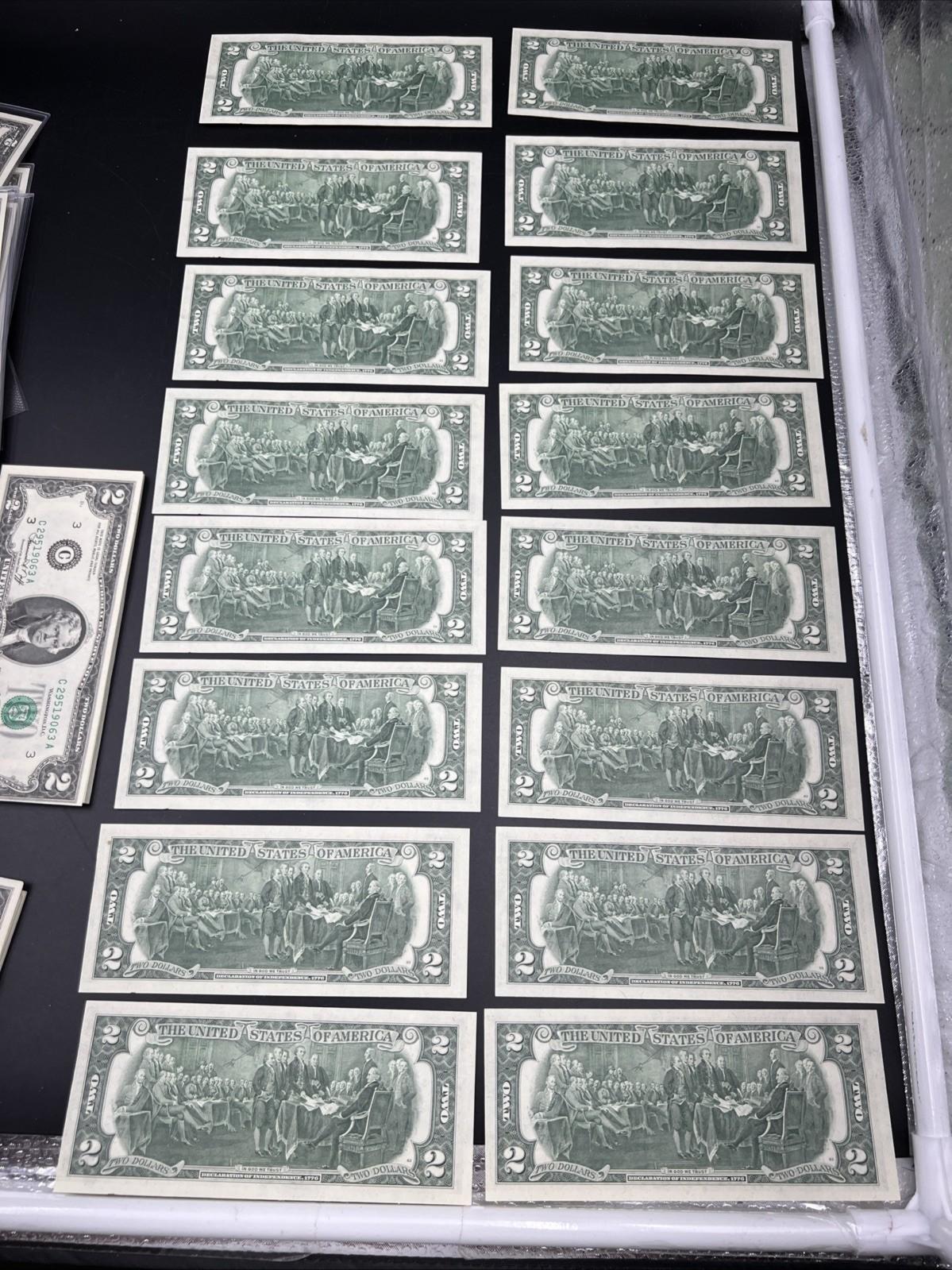 84 Consecutive 1976 $2 Two Dollar FRN Bicentennial Notes Partial Pack CH UNC