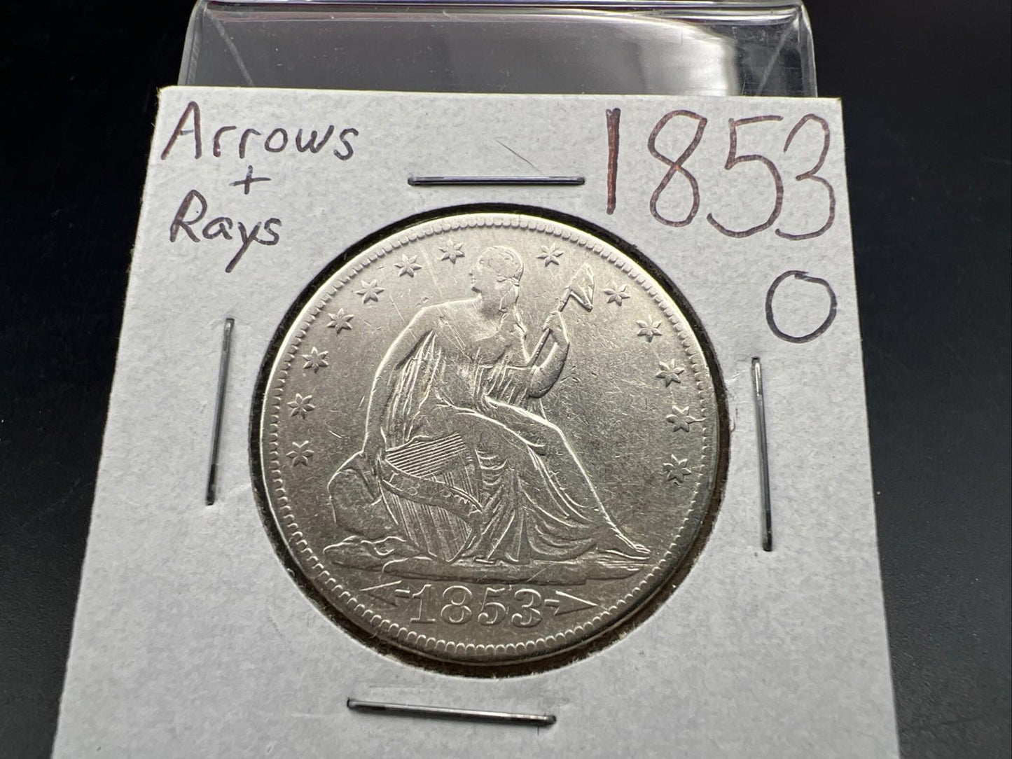 1853 O 50c Liberty Seated Half Dollar XF Details w/ Arrows & Rays & Die Crack