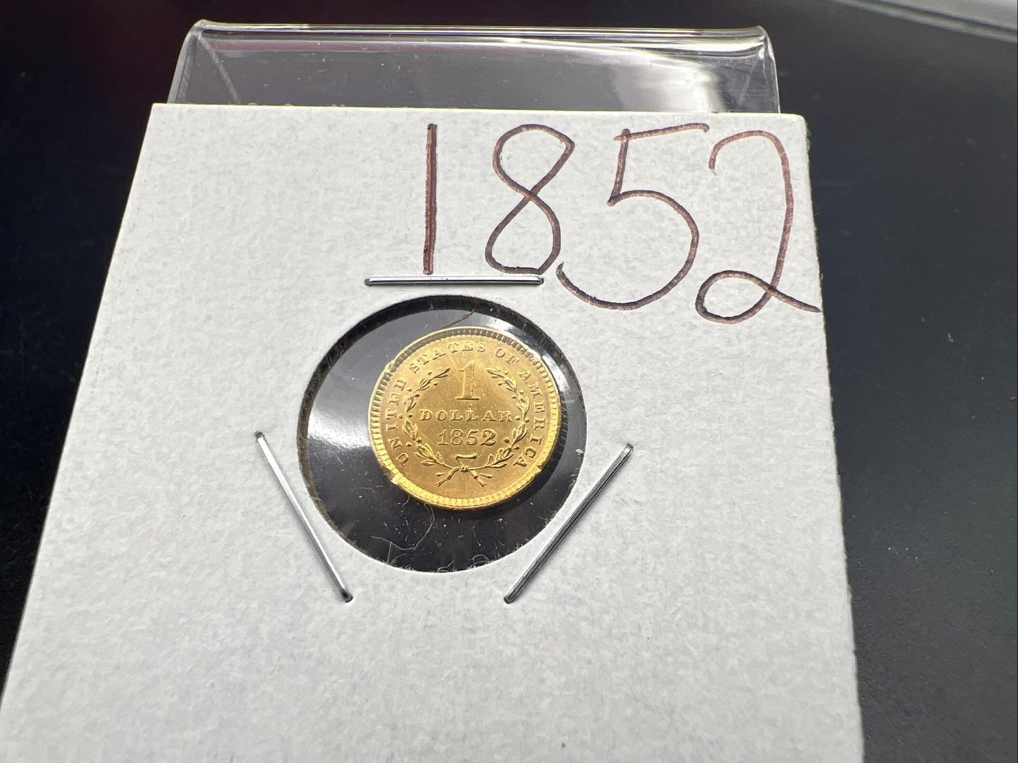 1852 Liberty Head Type I Gold Dollar $1 UNC Details Rim Damage Ex Jewelry