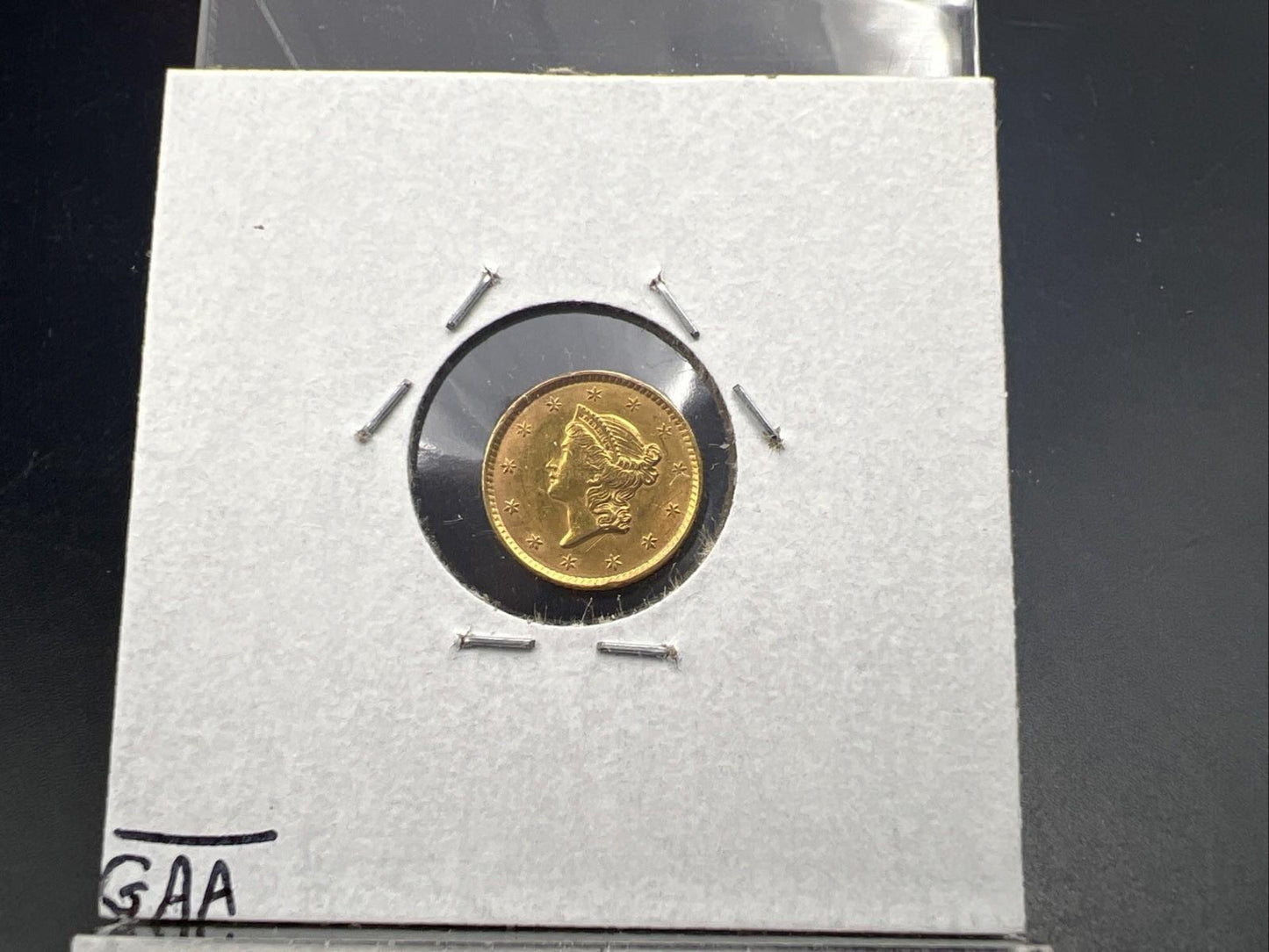 1852 Liberty Head Type I Gold Dollar $1 UNC Details Rim Damage Ex Jewelry