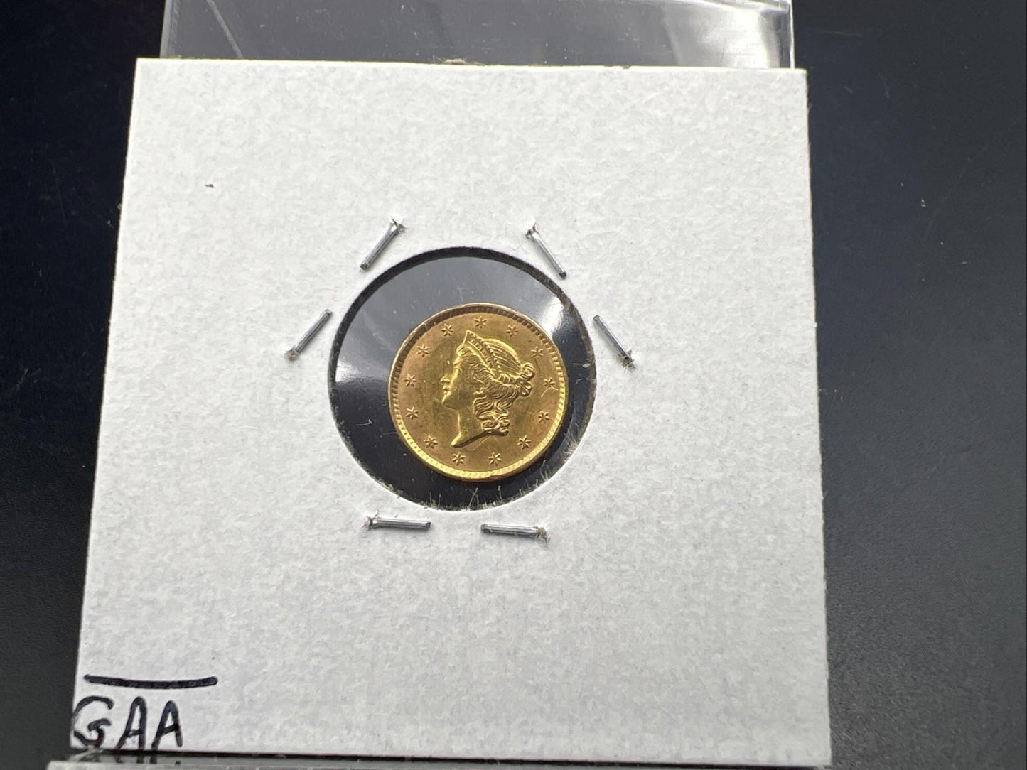 1852 Liberty Head Type I Gold Dollar $1 UNC Details Rim Damage Ex Jewelry
