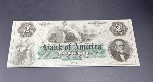 1860 $2 THE BANK OF AMERICA Providence RI OBSOLETE Two Dollar Bill CH UNC EPPQ B