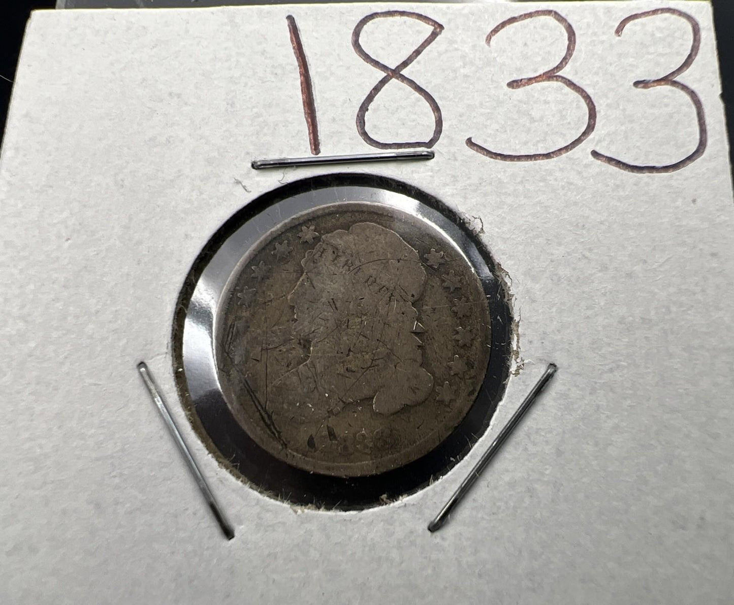 1833 10C Capped Bust Dime AG Details Very Circulated SKU#A