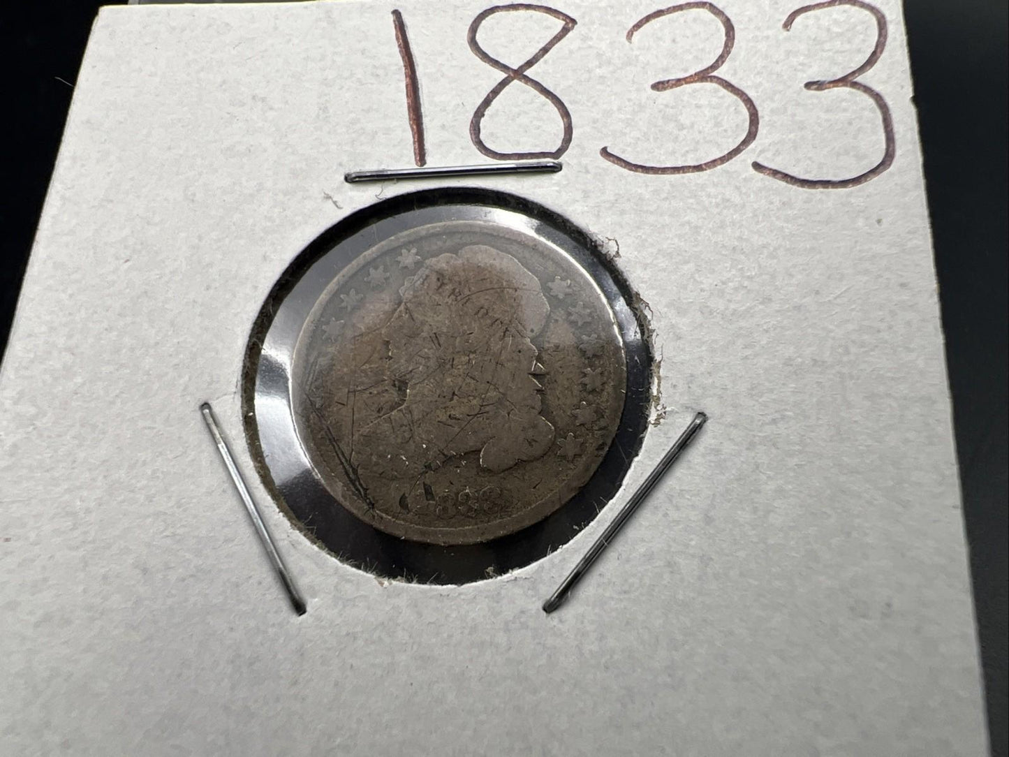 1833 10C Capped Bust Dime AG Details Very Circulated SKU#A
