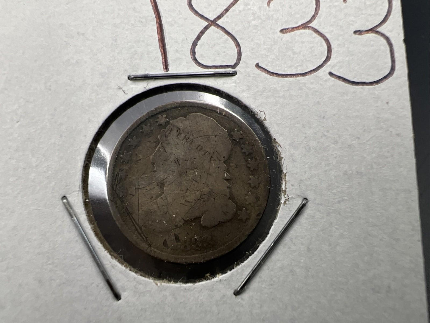 1833 10C Capped Bust Dime AG Details Very Circulated SKU#A