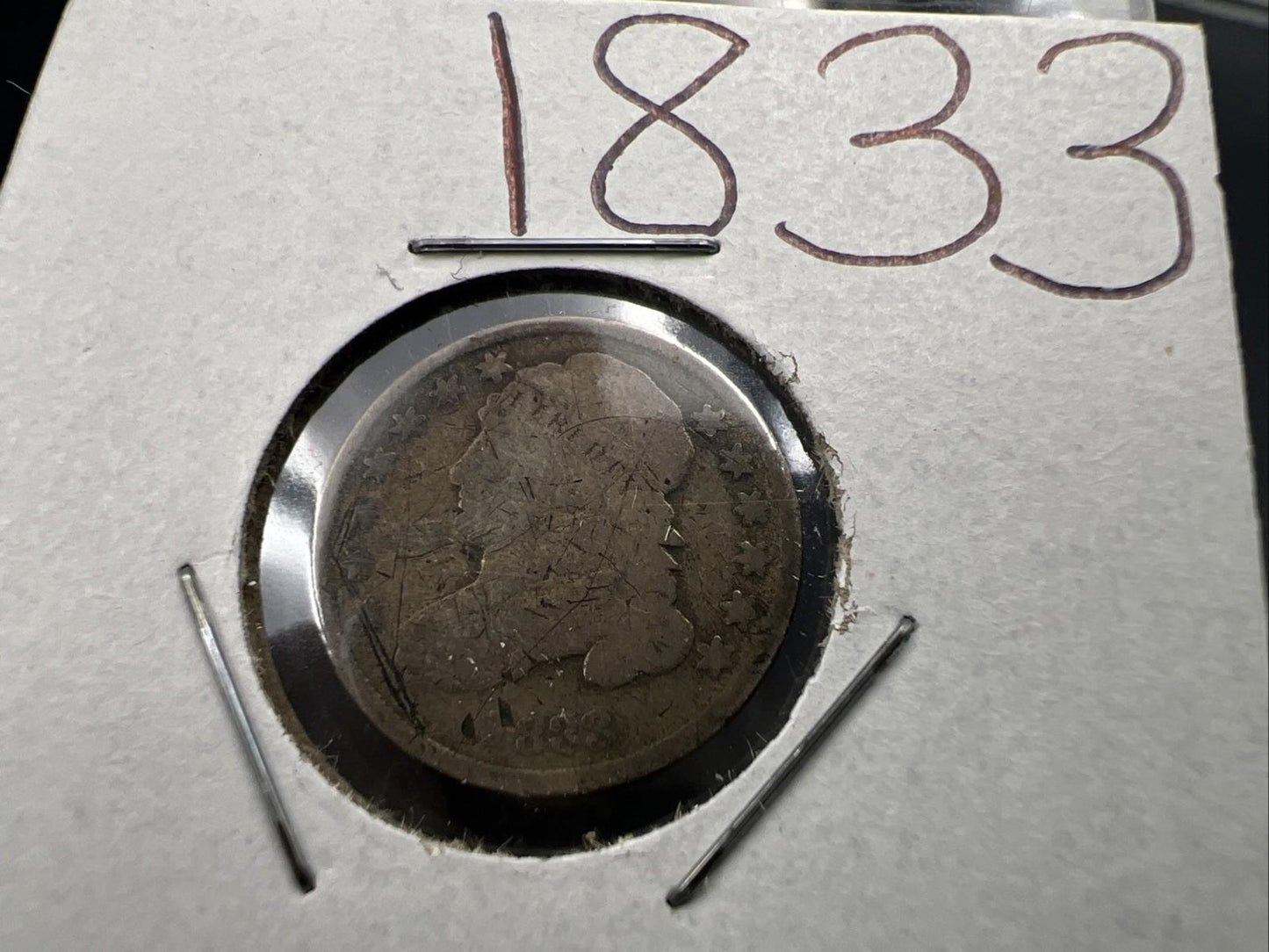 1833 10C Capped Bust Dime AG Details Very Circulated SKU#A