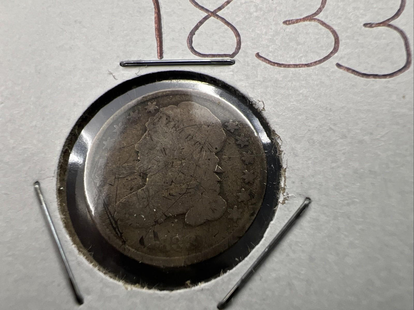 1833 10C Capped Bust Dime AG Details Very Circulated SKU#A