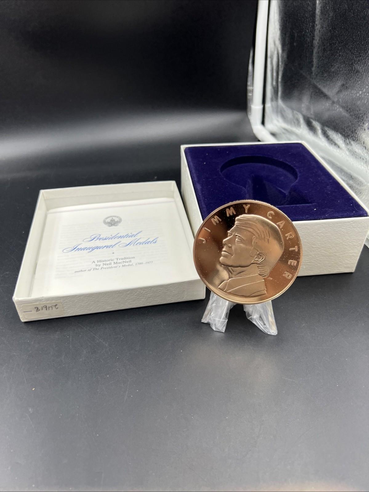 1977 Jimmy Carter Inau Proof Bronze Medal Franklin Mint with Box & Stand SKU#B