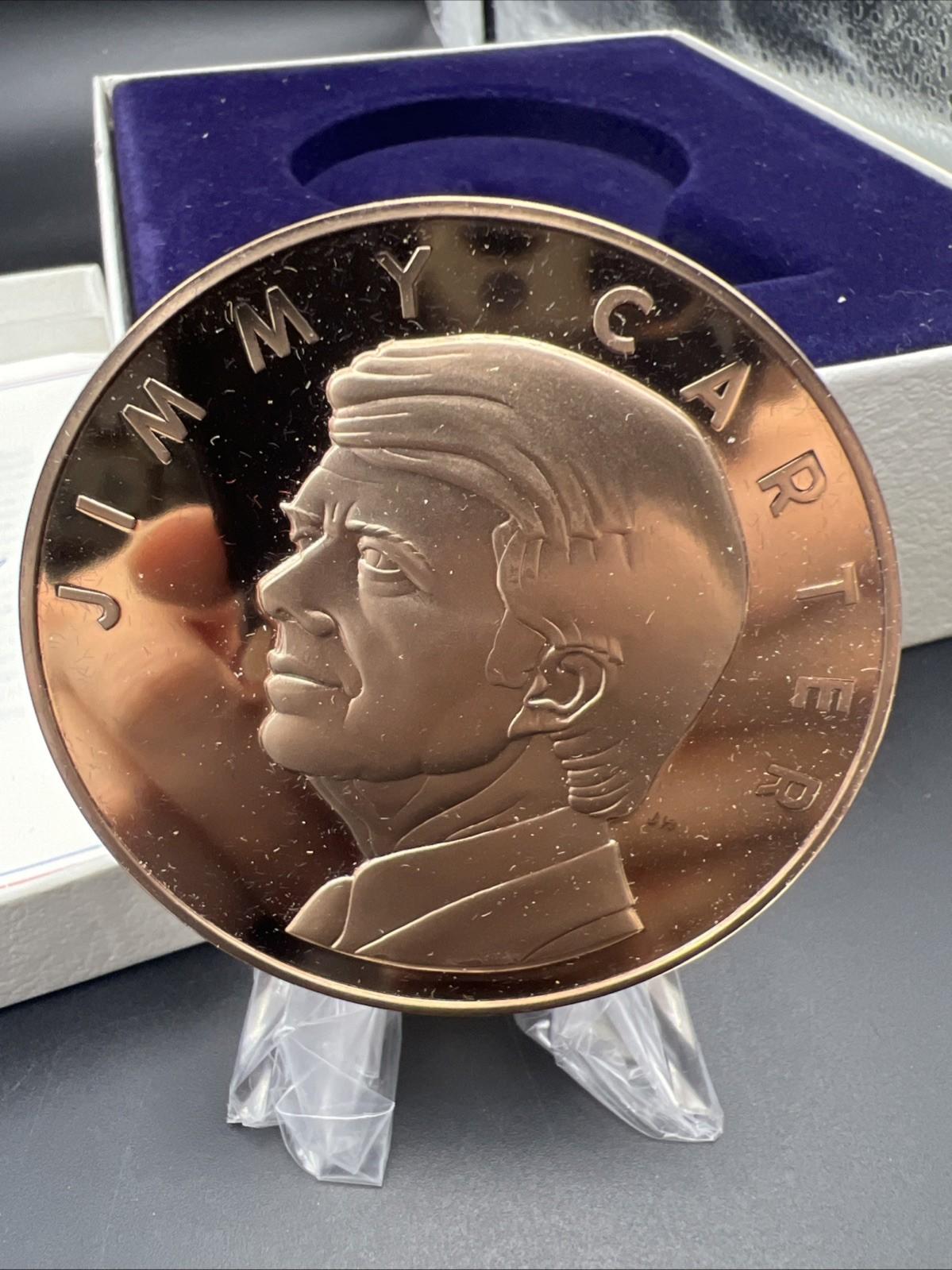 1977 Jimmy Carter Inau Proof Bronze Medal Franklin Mint with Box & Stand SKU#B