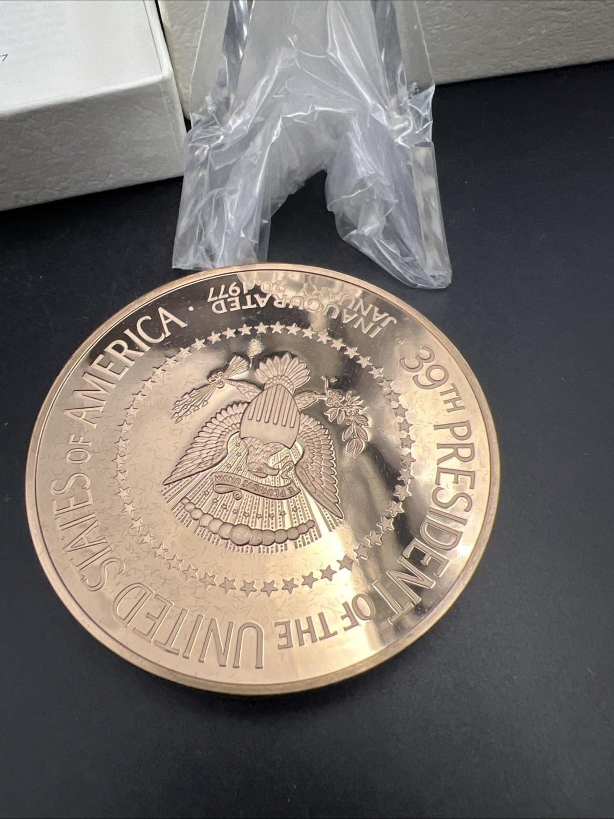 1977 Jimmy Carter Inau Proof Bronze Medal Franklin Mint with Box & Stand SKU#B