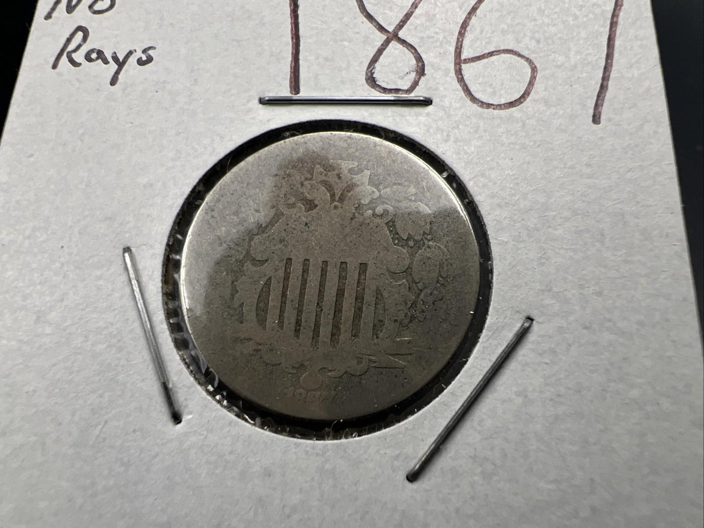 1867 5c Shield Nickel Very Circulated SKU#G